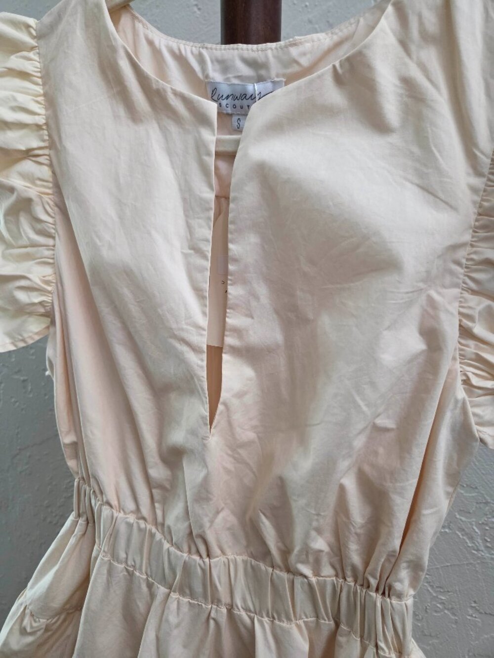 D58. Cream Ruffle Tiered Dress - Picture 2 of 3